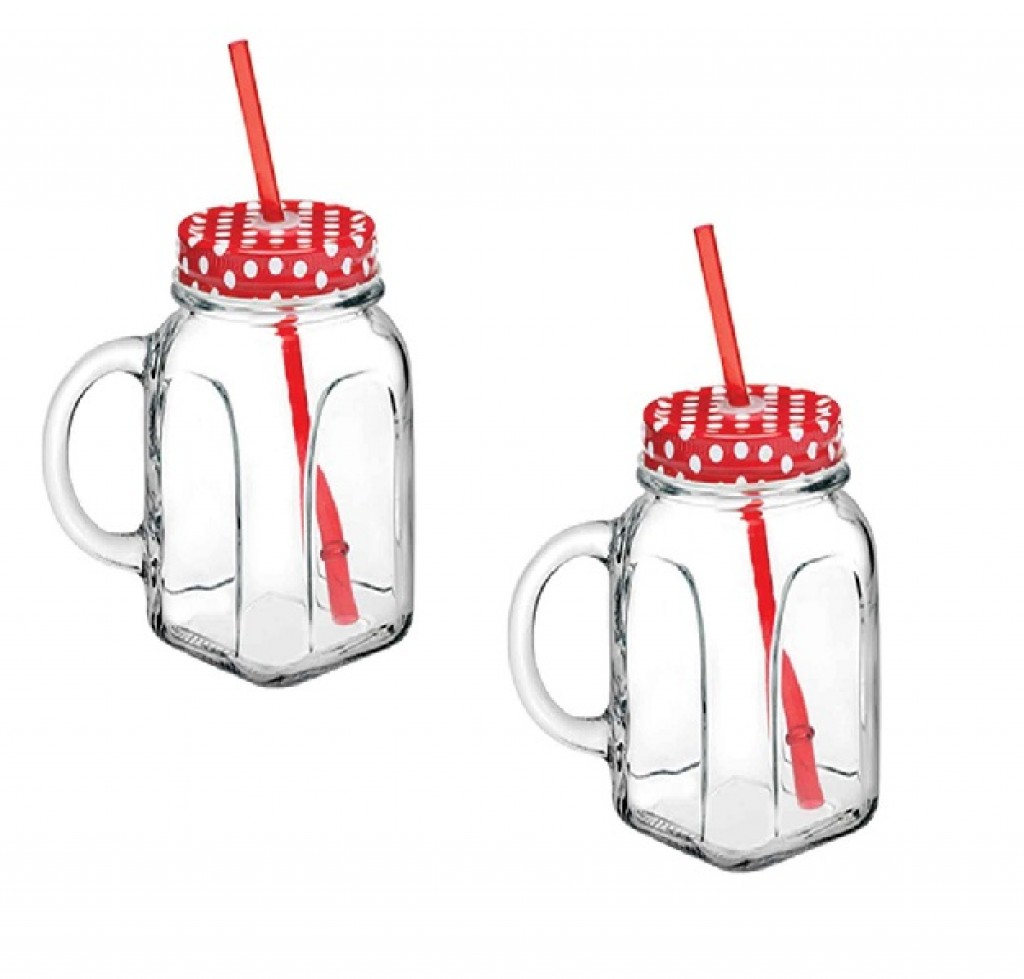 Paşabahçe 80388 Pipetli Kırmızı Kapaklı Kulplu Kupa 450 cc 2 li