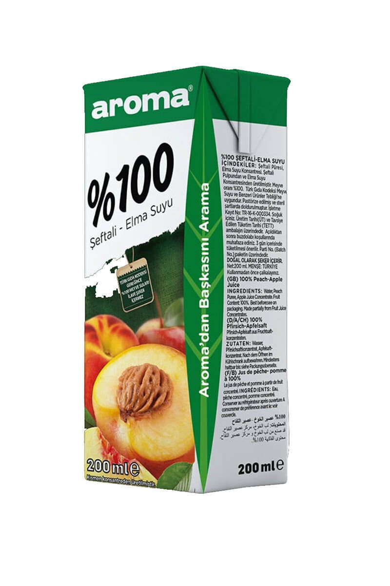 AROMA 200 ML TETRA ŞEFTALİ-ELMA ASEPTİK KUTU: 27 ADET / KOLİ